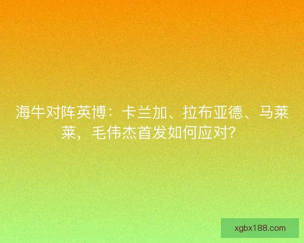 海牛对阵英博：卡兰加、拉布亚德、马莱莱，毛伟杰首发如何应对？